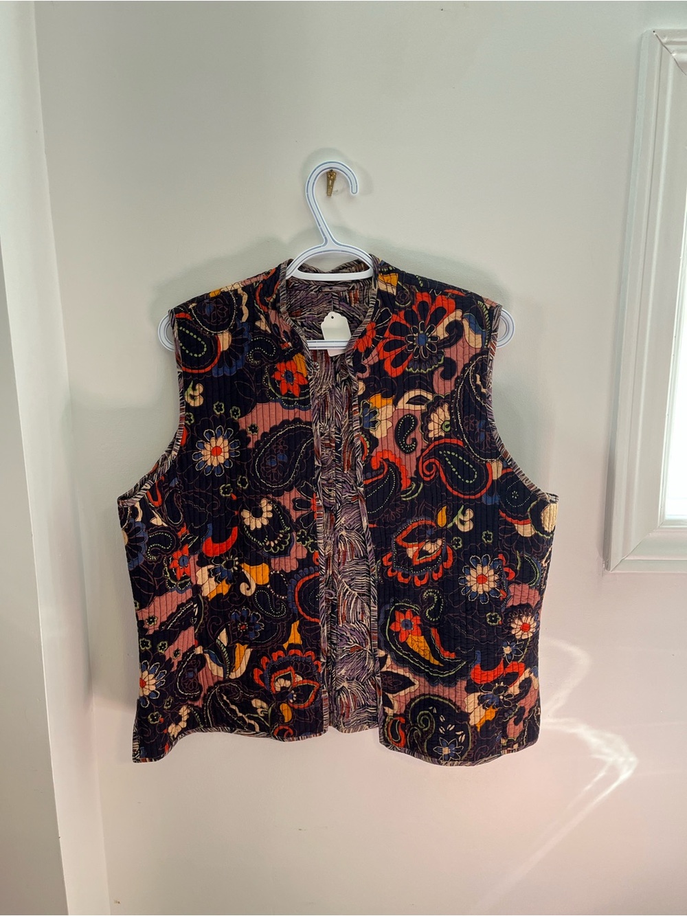 Vintage Quilted Reversible Paisley Vest - Size Large